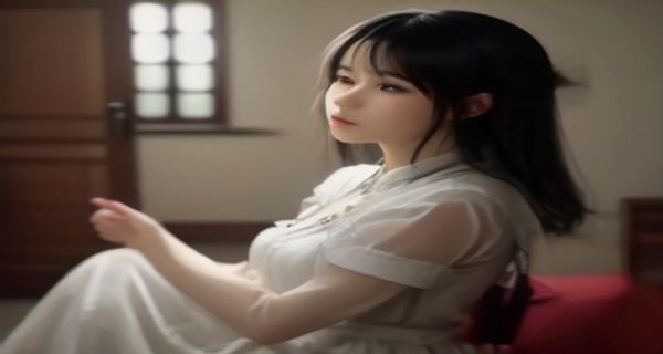 一位在家沙发上使用平板电脑浏览视频推荐内容的年轻女性，室内光线温暖，她正在对比几部纪录片的简介，表情专注而放松